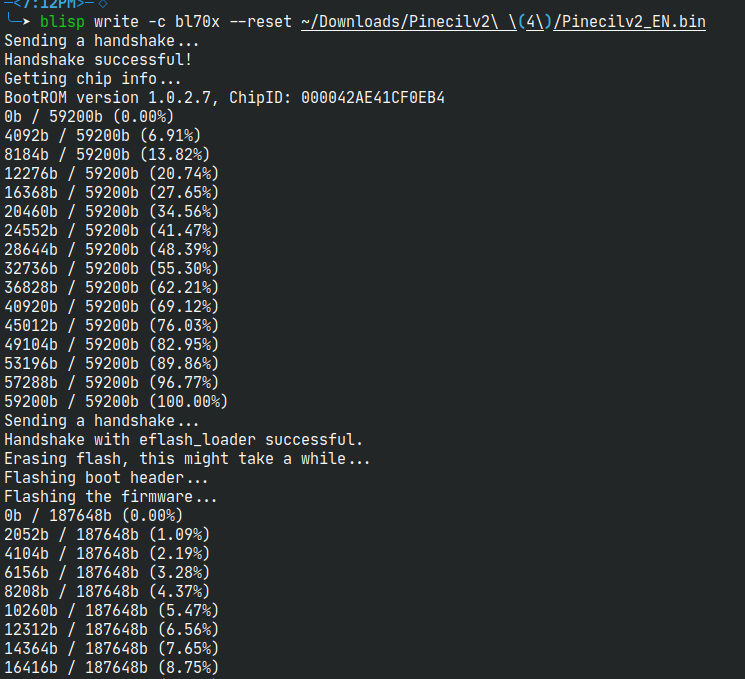 Flashing the Pinecilv2 with blisp CLI